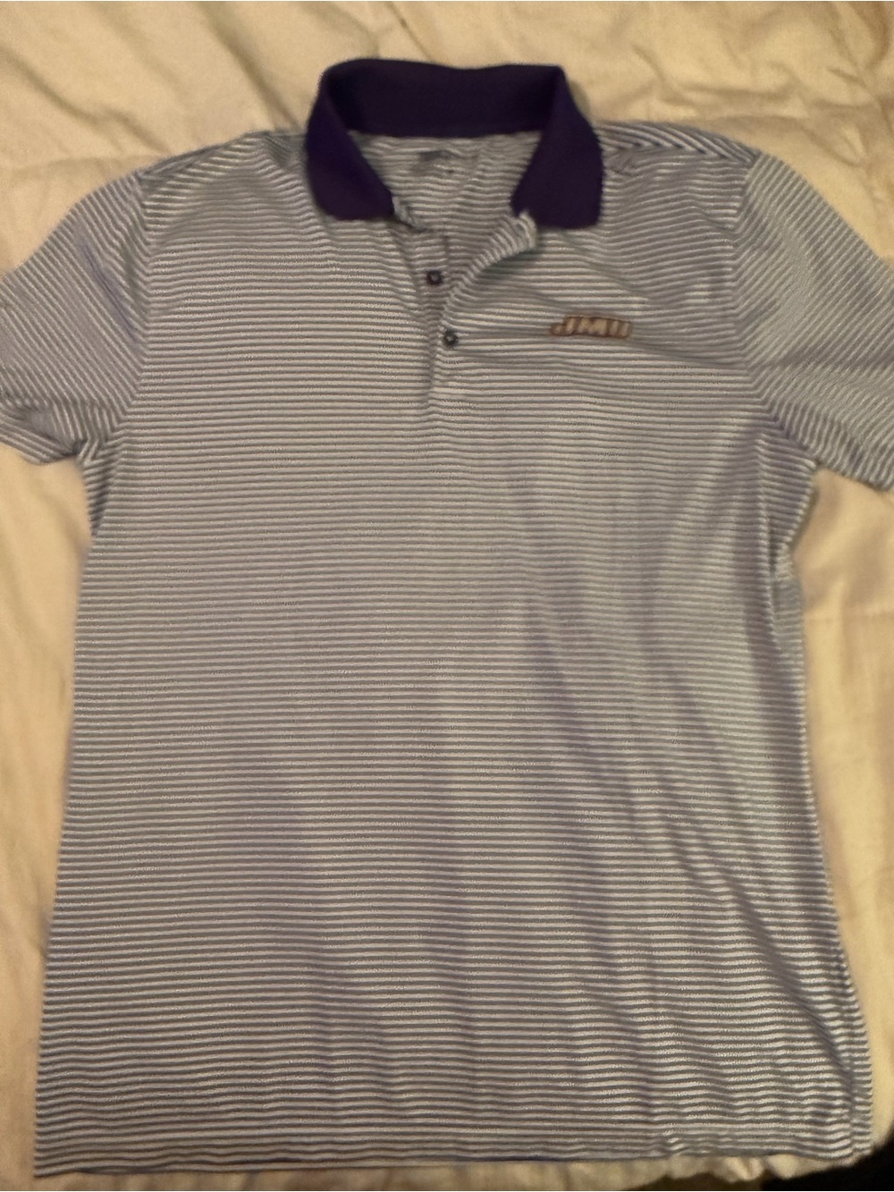 JMU Nike Golf Purple & White Striped Polo - Men's Medium